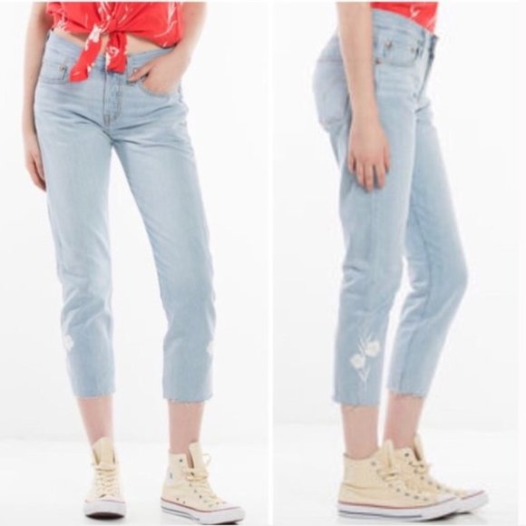 Levi's Denim - Levi's 501 tapered cropped embroidered denim jeans 32